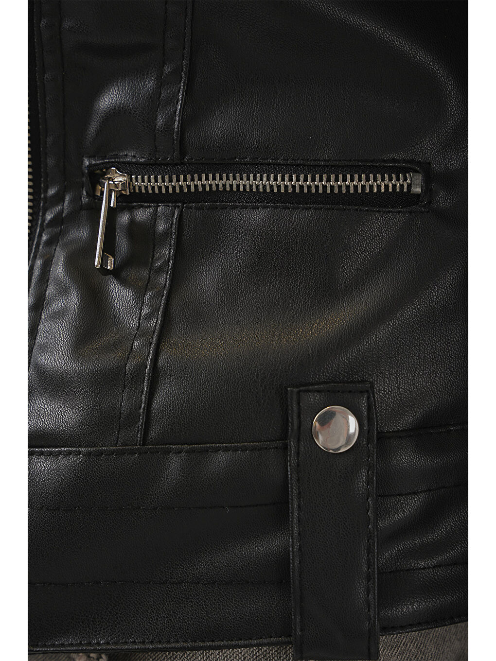 Bigdart 1025 Suni Deri Biker Ceket - Siyah - 5