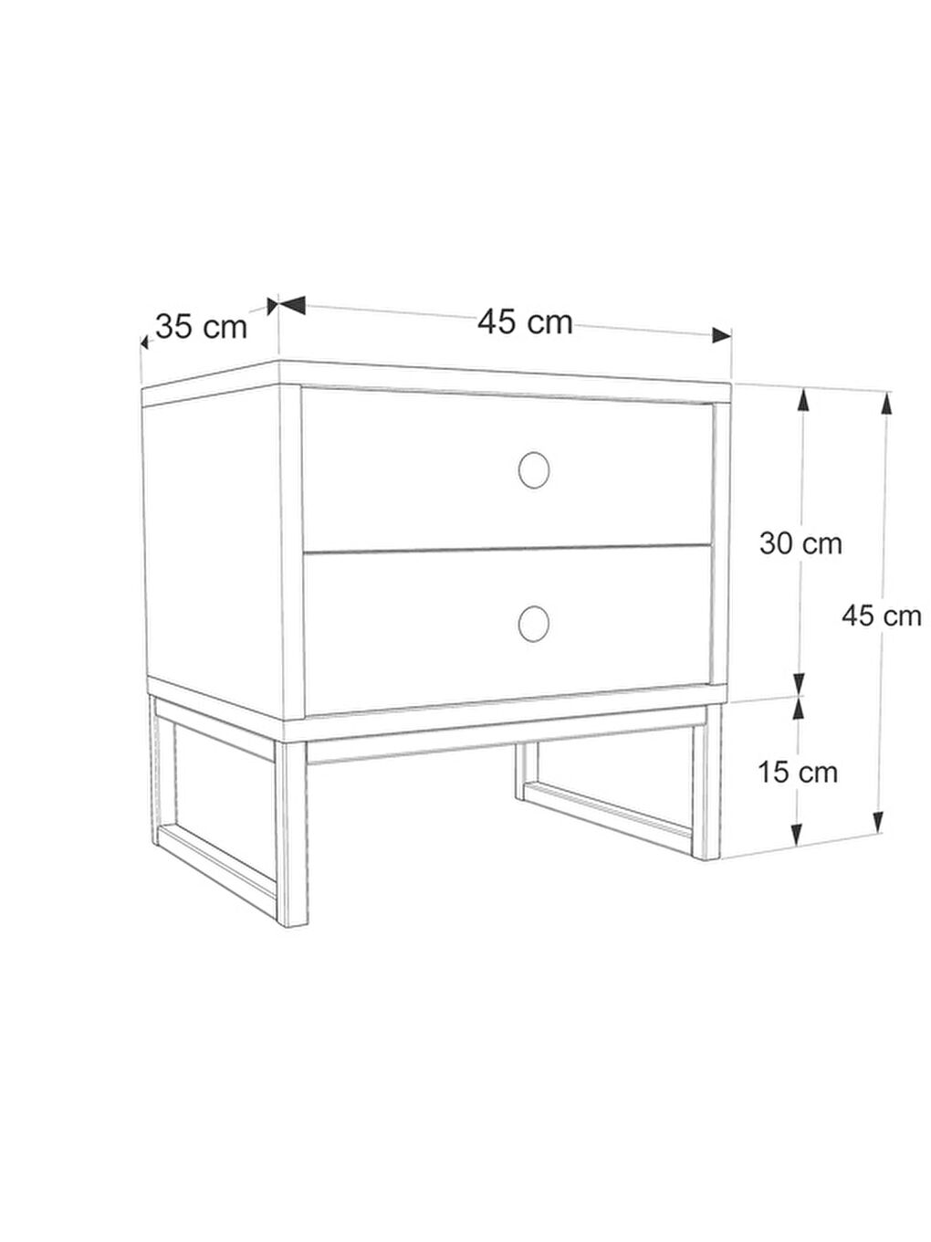 Alba Komodin - Beyaz / Siyah - 45x35x45 cm-5
