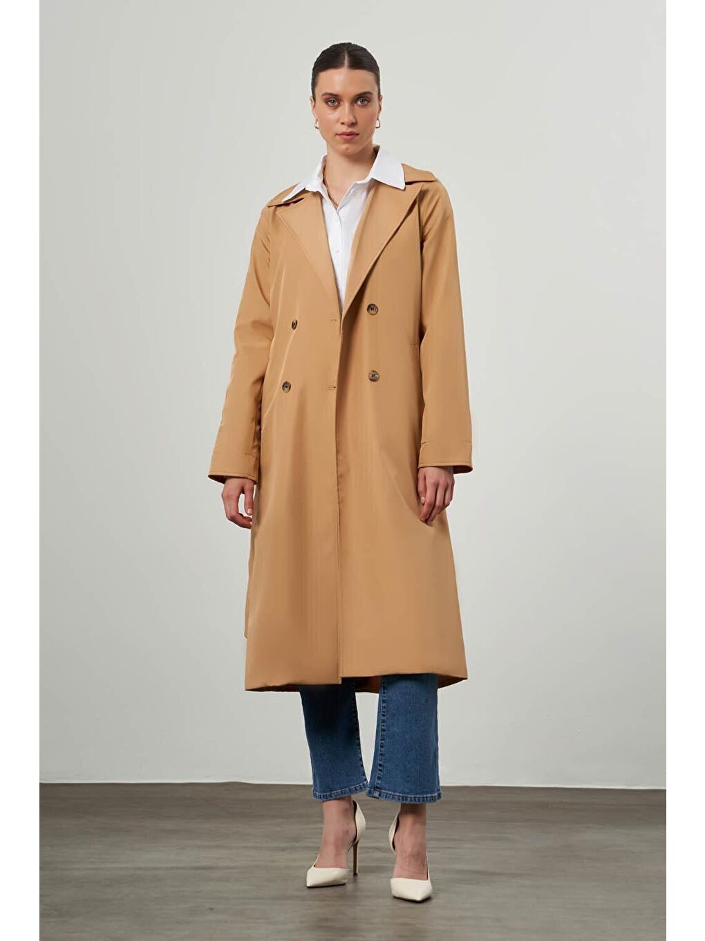 Bej Bsc Klasik Bisküvi Trençkot-4