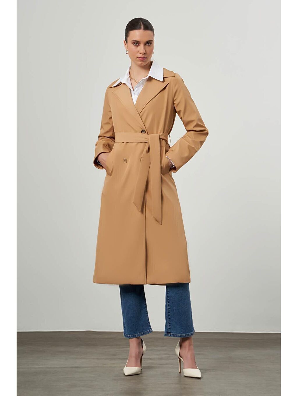 Bej Bsc Klasik Bisküvi Trençkot-7