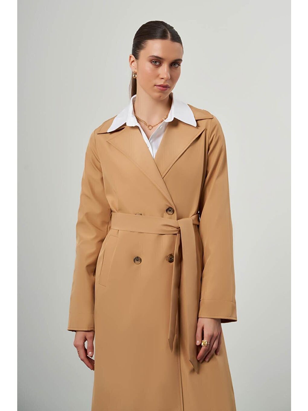 Bej Bsc Klasik Bisküvi Trençkot-9