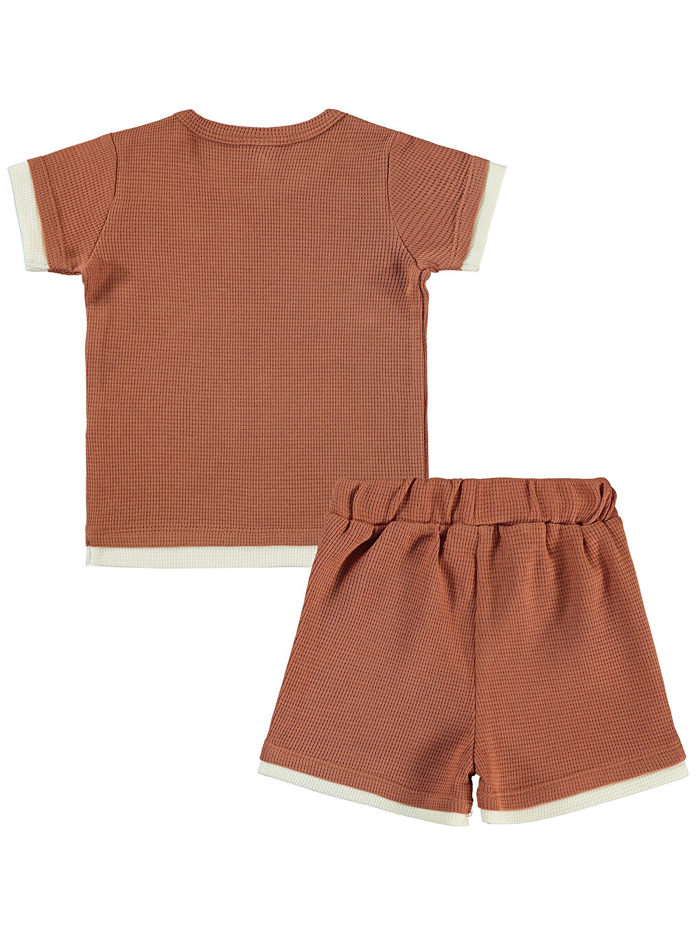 Kahverengi Baby Erkek Bebek Şortlu Takım 6-18 Ay Kiremit-1
