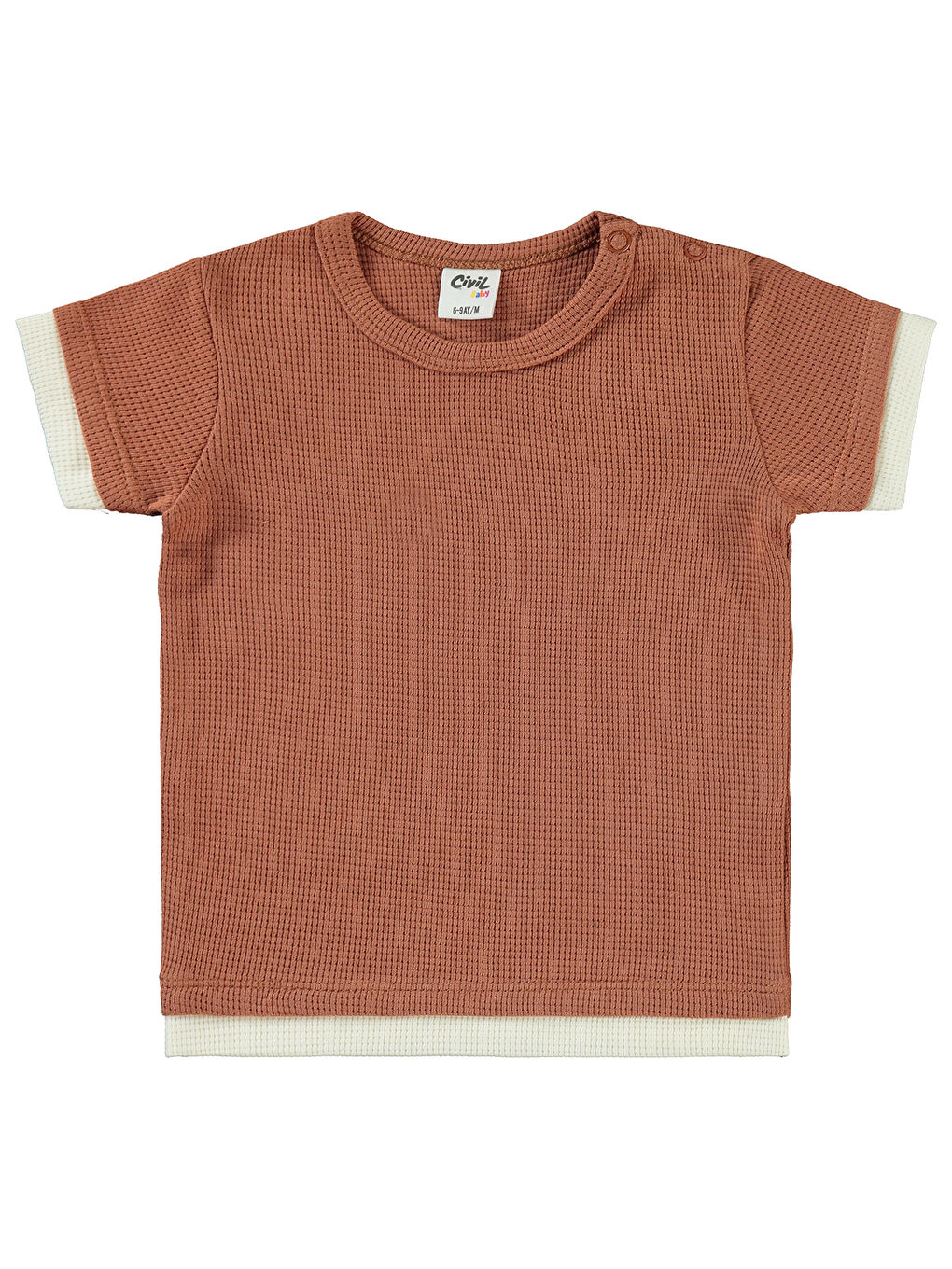 Kahverengi Baby Erkek Bebek Şortlu Takım 6-18 Ay Kiremit-2