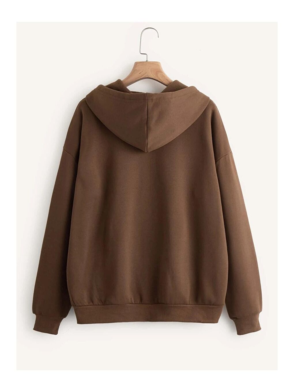 Kadın Kahverengi Fermuarlı Hırka Sweatshirt-1
