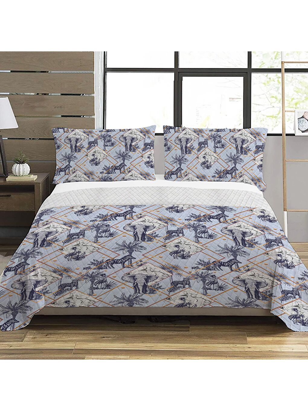 Karışık Modern Desen Çift Kişilik Baskılı Pike (200x220 Cm) Renkli