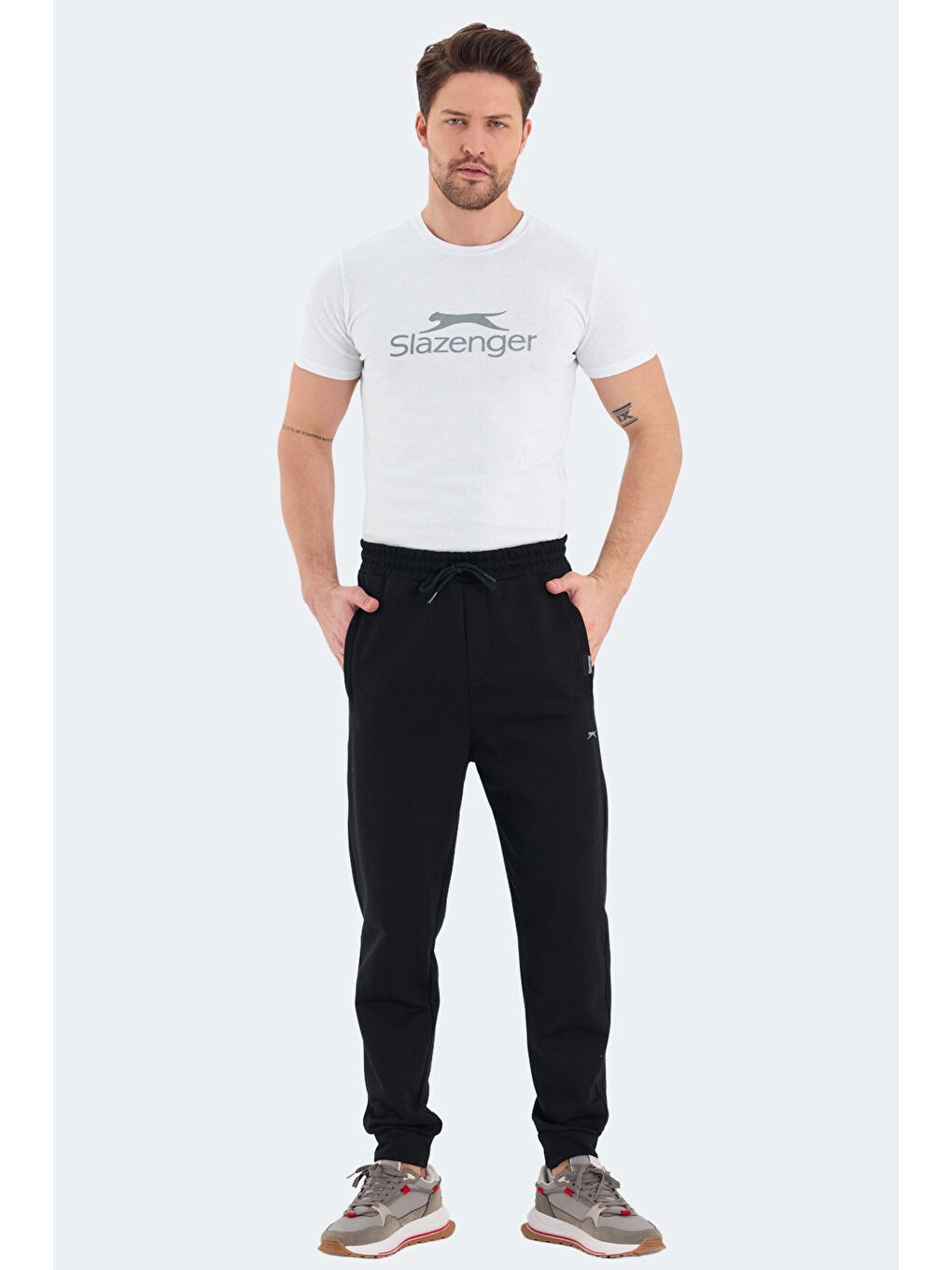 NAVDEEP  Erkek %100 Pamuk Jogger Eşofman Altı Siyah-5