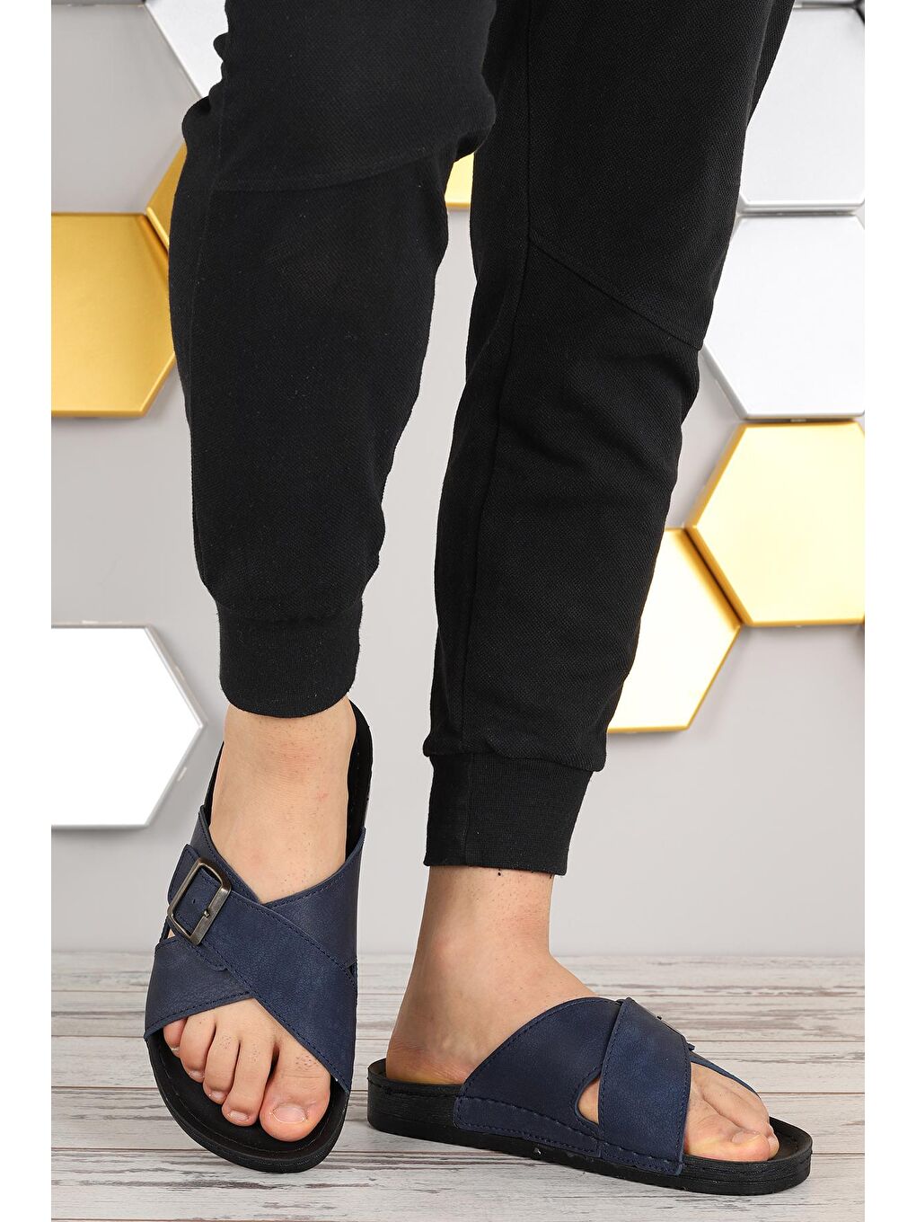 Lacivert Günlük Kemerli Erkek Terlik Ary 36-486-1