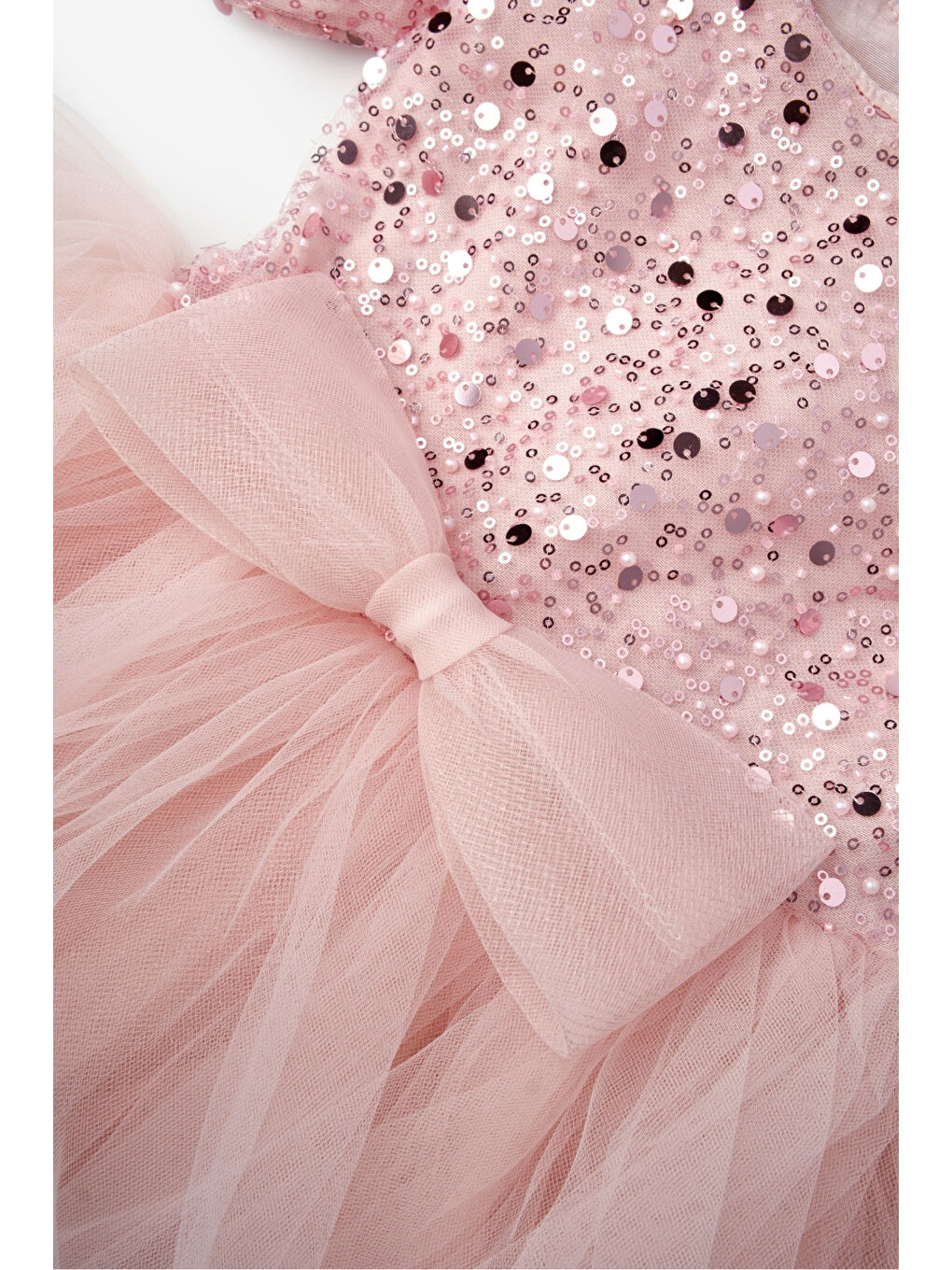 Lila Boncuklu Pullu Kız Çocuk Elbise - Gloria-5