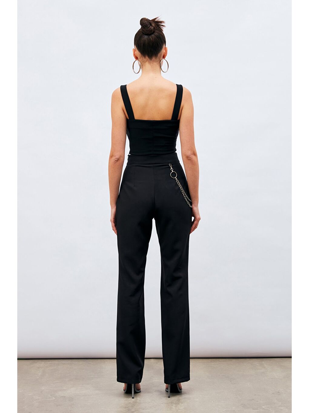 Zincir Detaylı Pantolon - Siyah-7