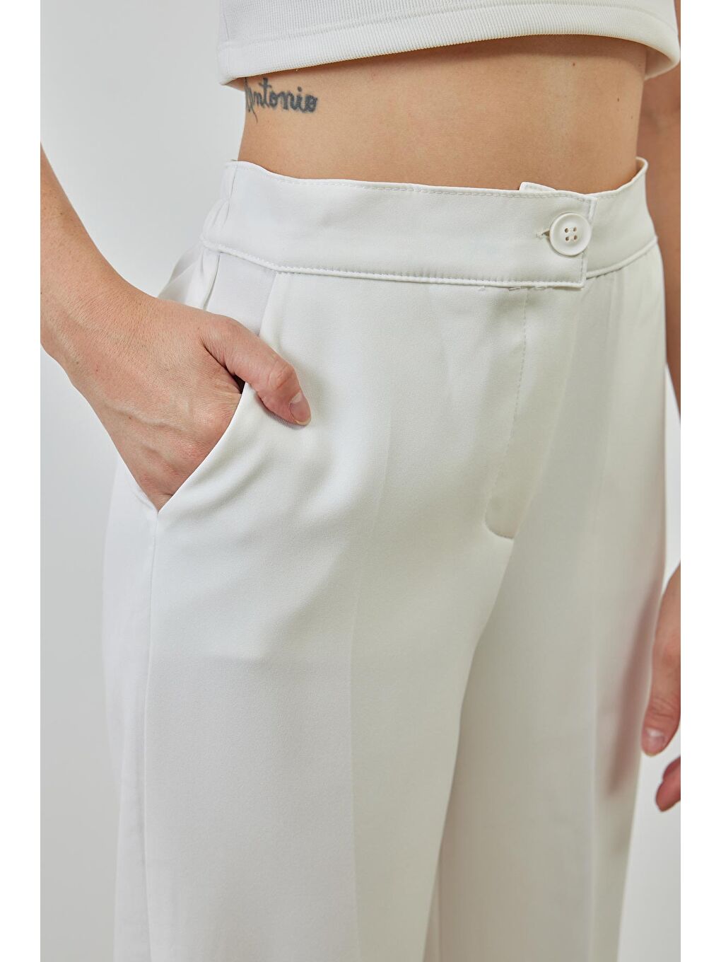 Double Pantolon - Beyaz-5