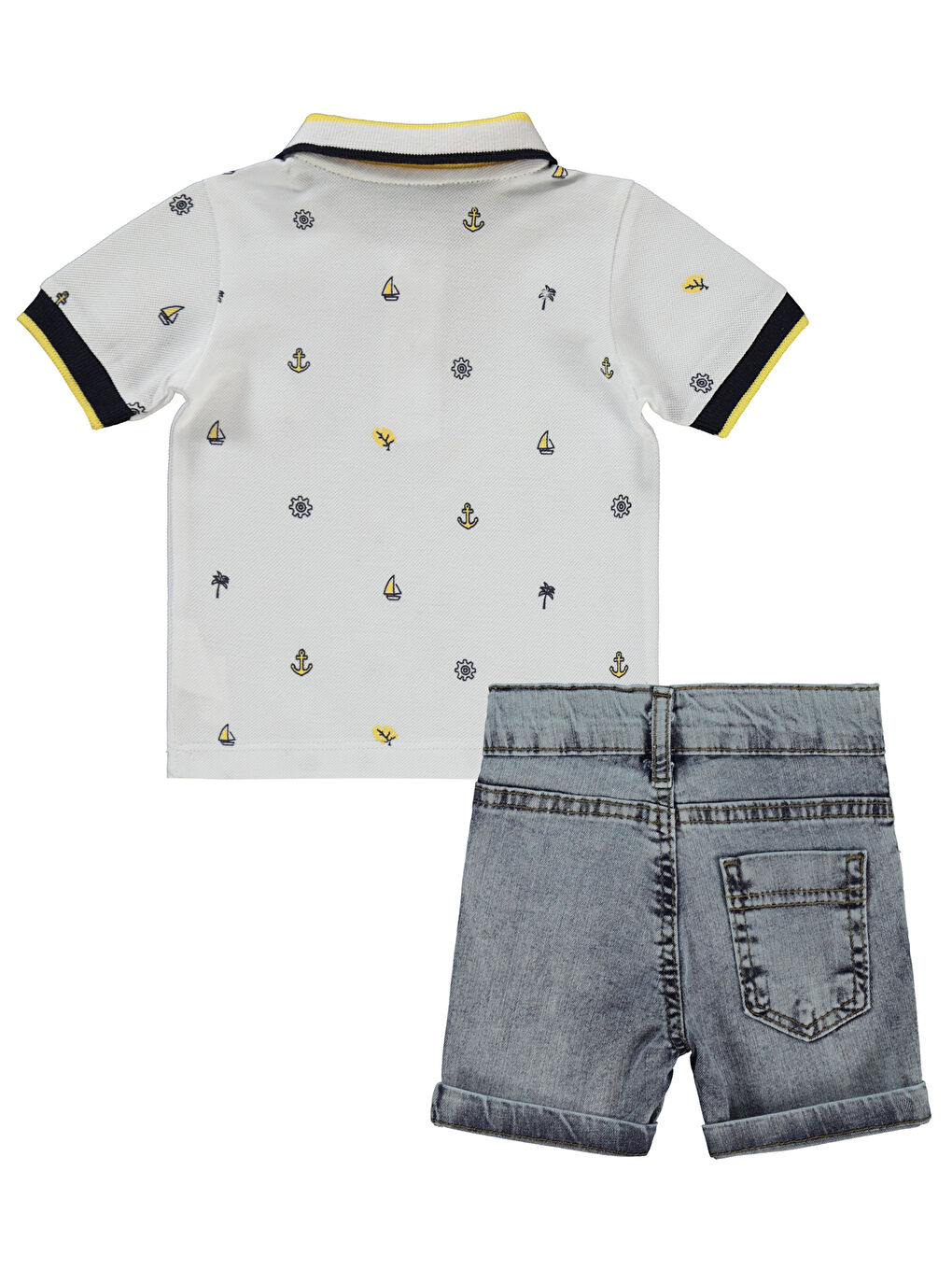 Erkek Bebek Şortlu Takım 6-18 Ay Beyaz-1