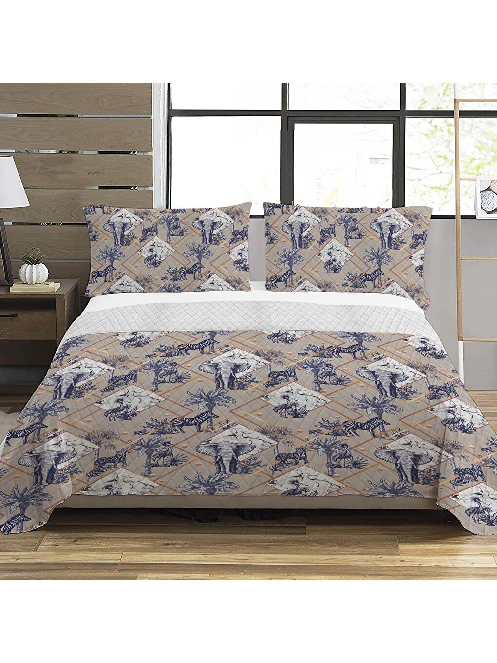 Karışık Modern Desen Çift Kişilik Baskılı Pike (200x220 Cm) Renkli