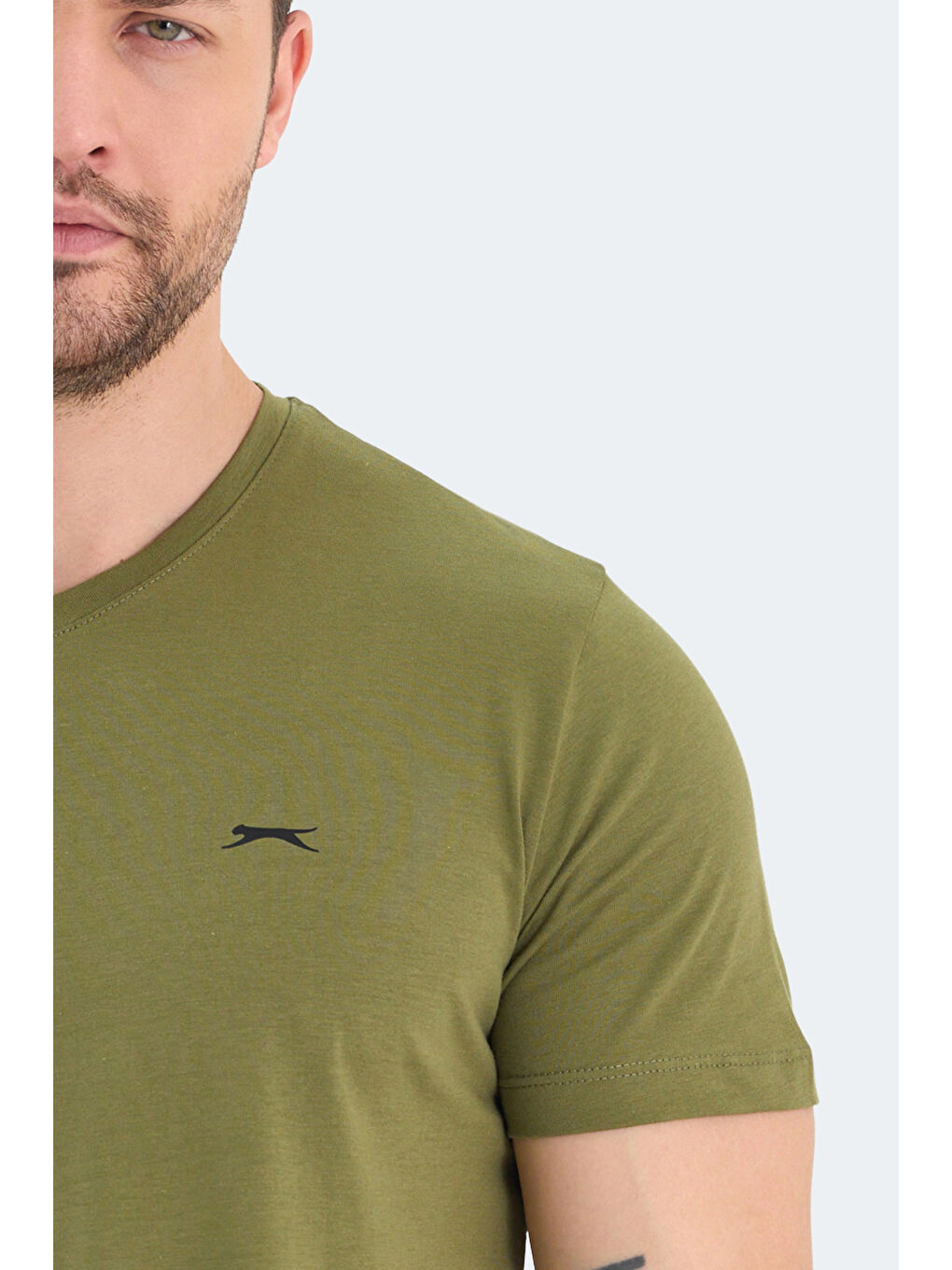 RIVALDO Erkek %100 Pamuk Tişört Haki-4