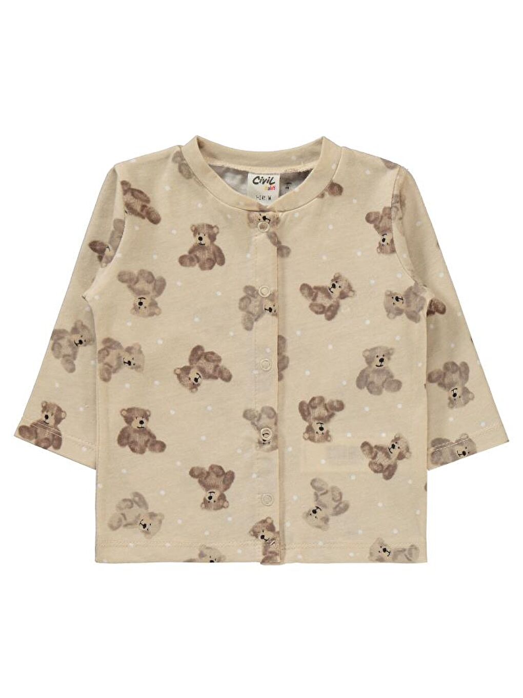 Baby Oturan Ayı Baskılı 1-6 Ay Pijama Takımı - Bej 6-9 Ay-2