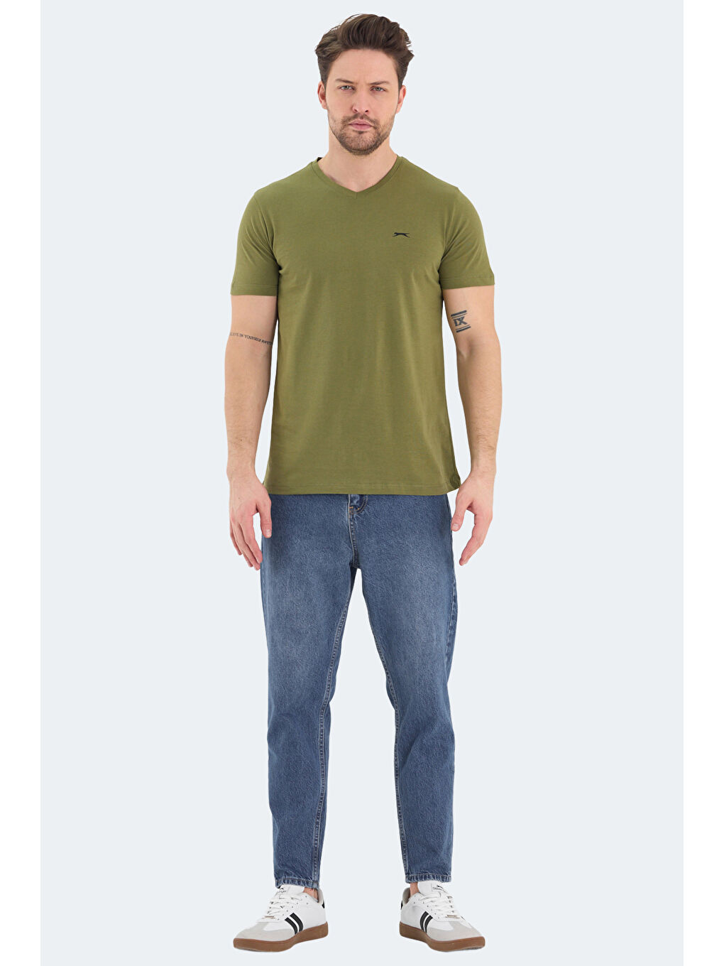 RIVALDO Erkek %100 Pamuk Tişört Haki-6