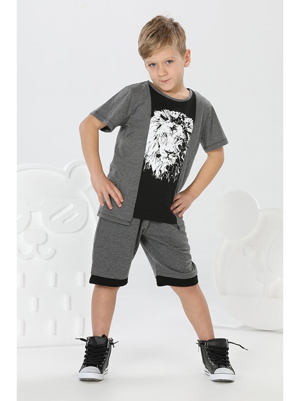 Lion Antrasit Erkek Şort Takım-1