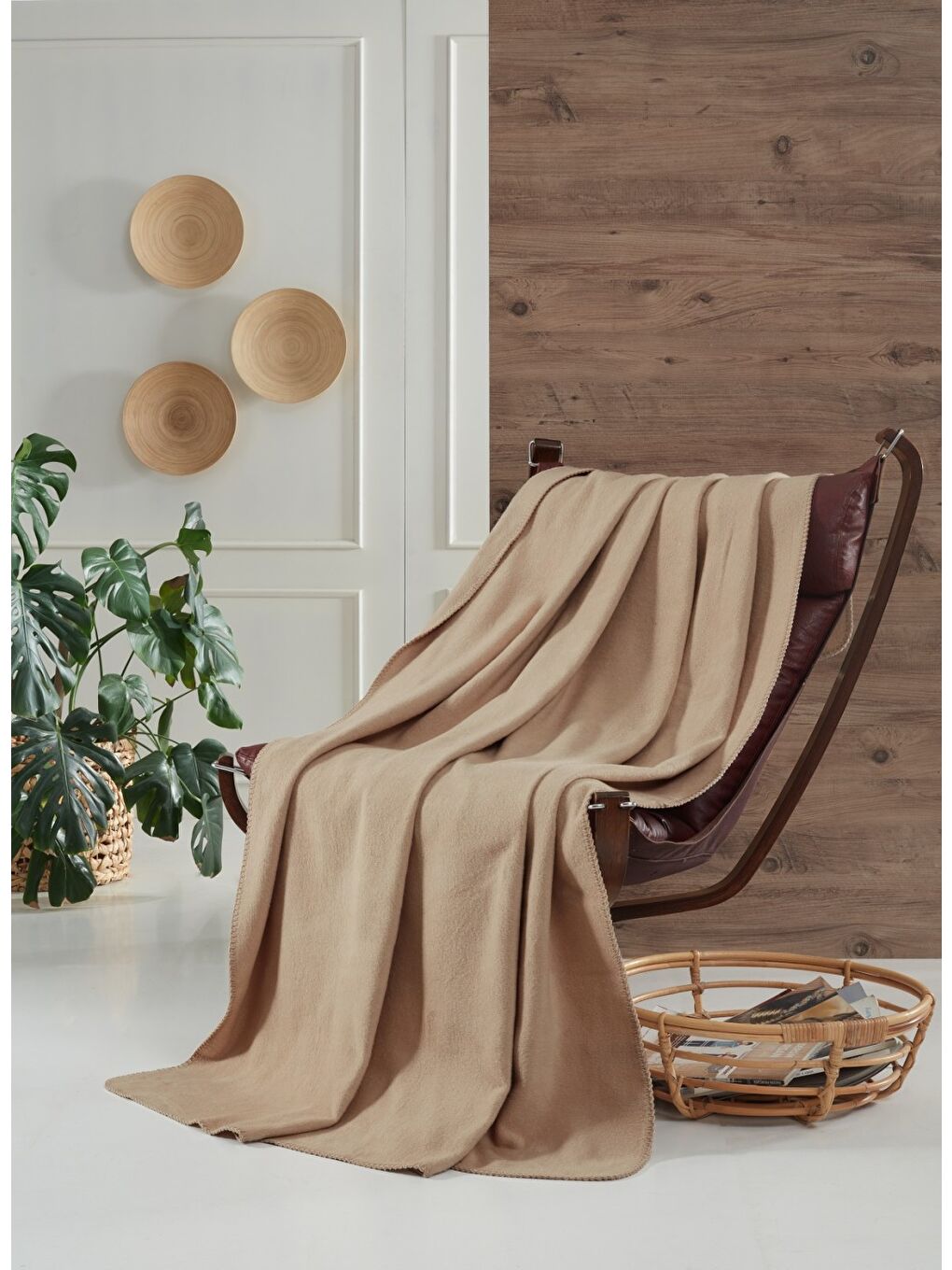 Brighton Collection Pamuklu TV Battaniye 130x170 Bej-3