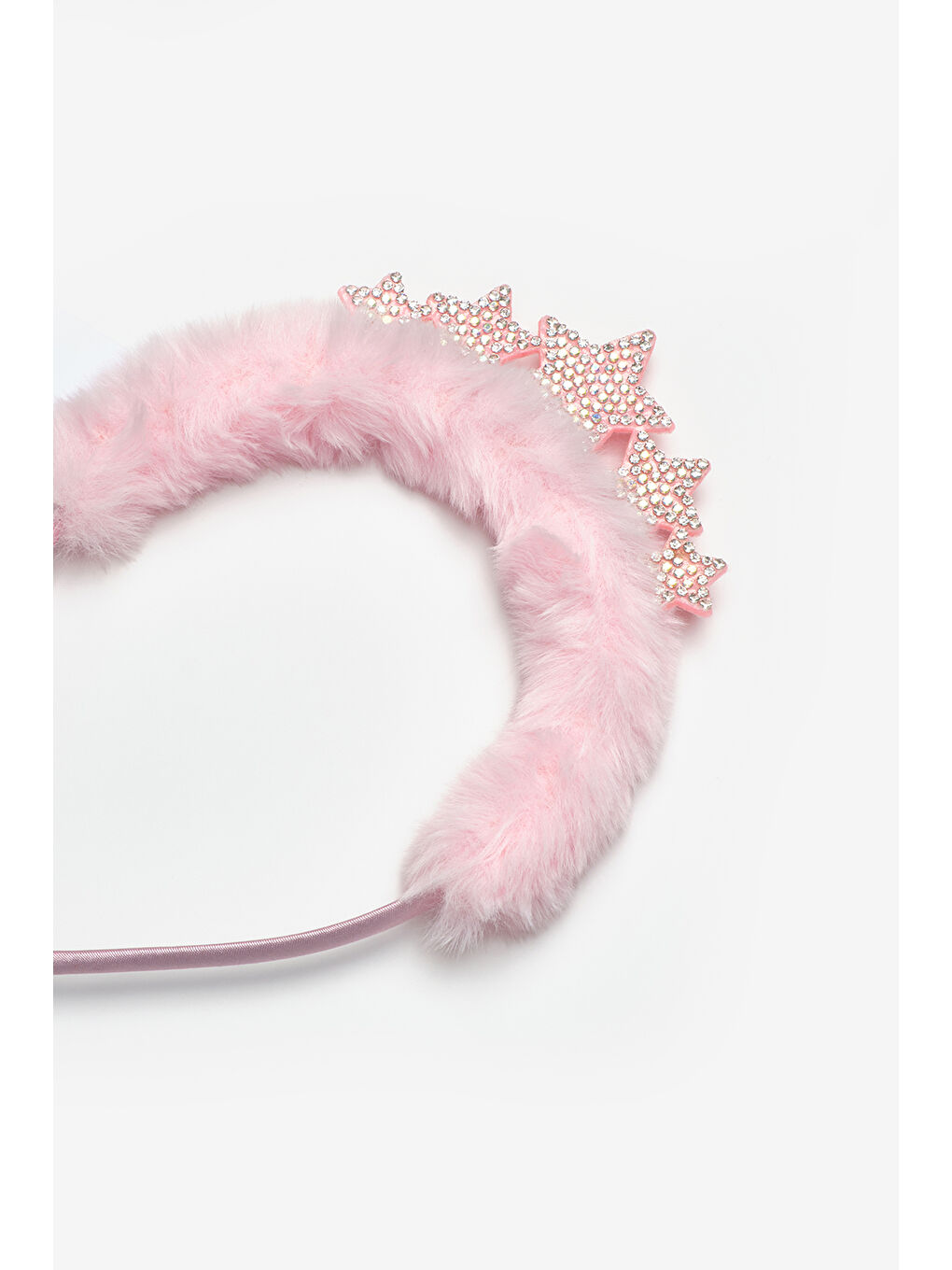 Beyaz Tüylü Yıldız Figürlü Kız Çocuk Taç-1