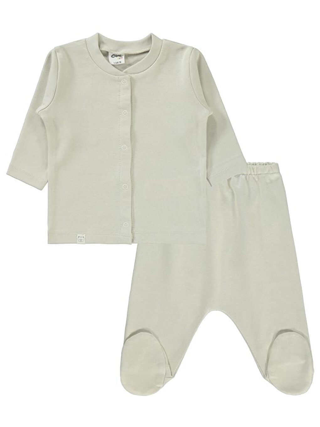 Baby Düz 1-6 Ay Pijama Takımı - Bej 6-9 Ay-5