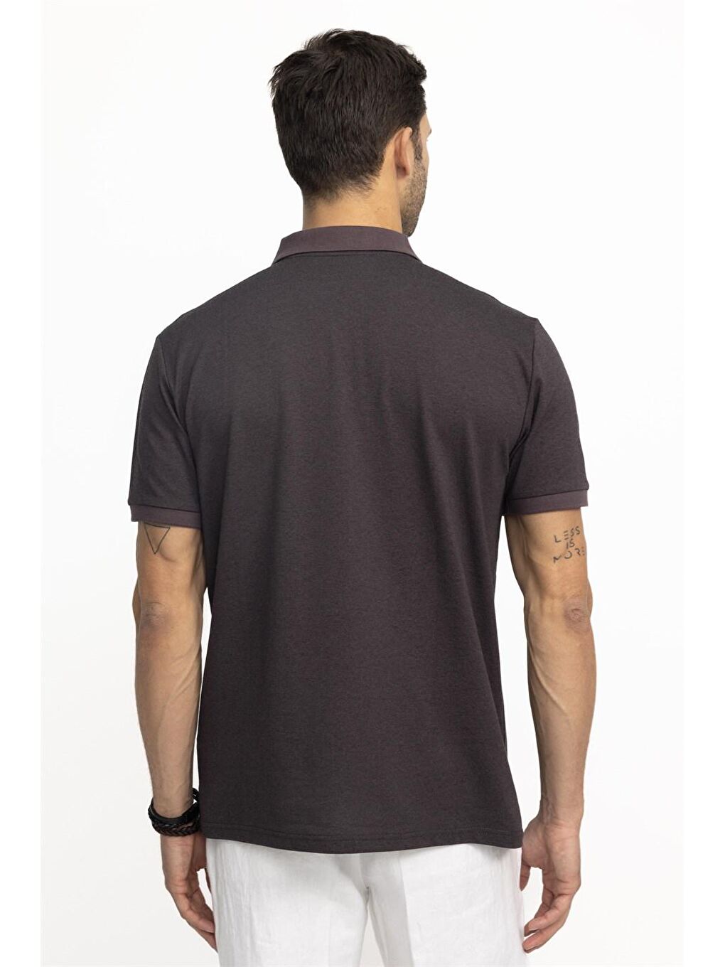 Kahverengi Erkek Polo Yaka Klasik Fit Düz Pamuklu Cepli Pike Kahve Tişört-3