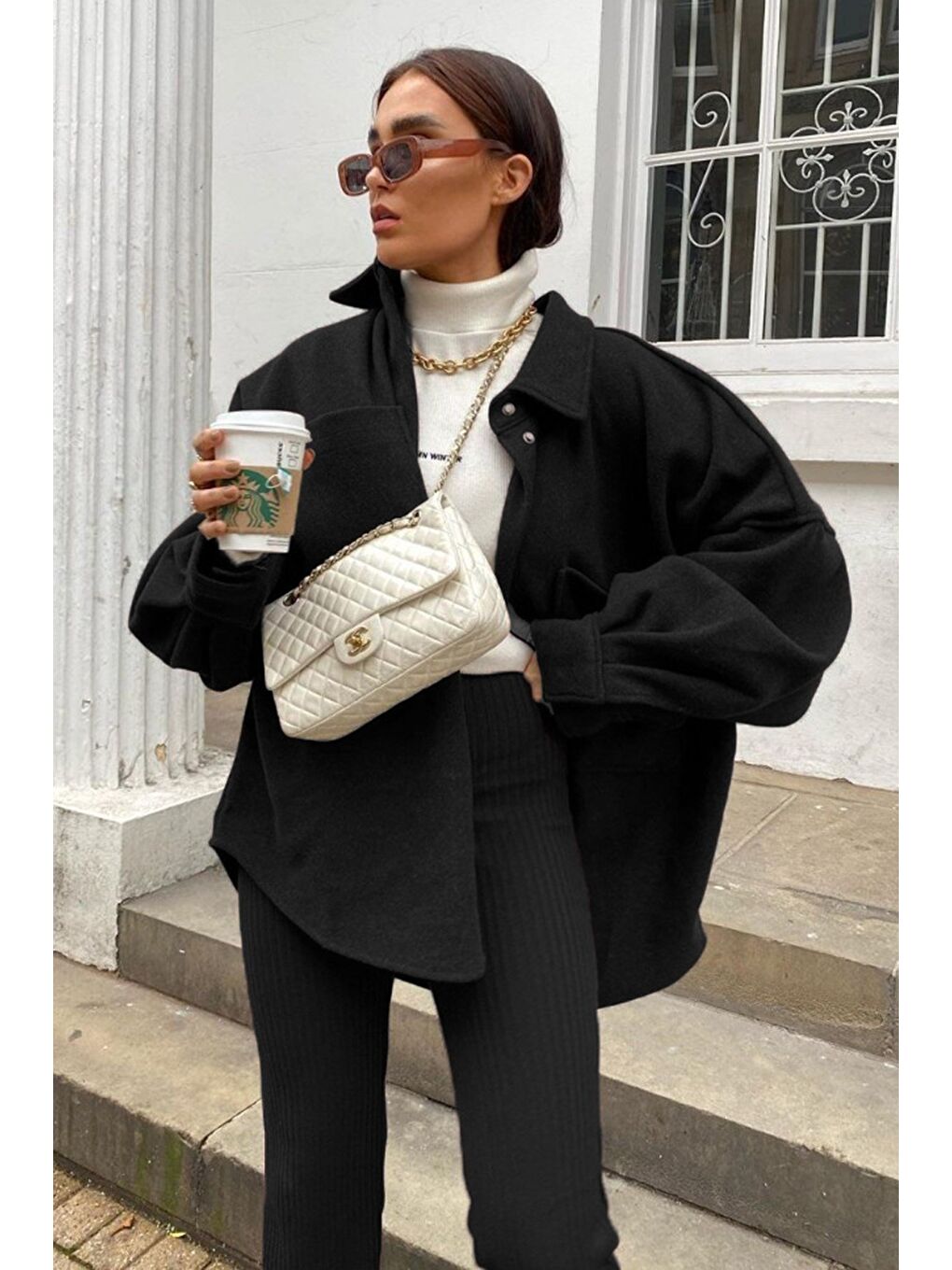 Siyah Over Size Gömlek Ceket Mg1281