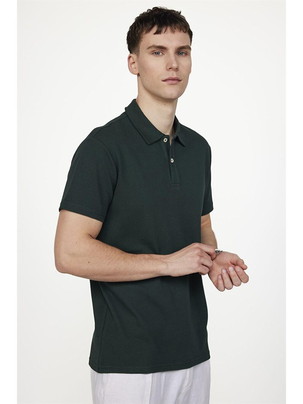 TUDORS Kahverengi Slim Fit Desenli Polo Yaka Erkek Tişört - 1