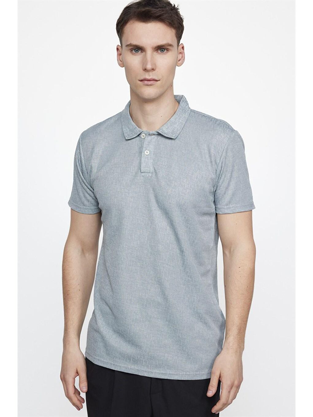 Yeşil Erkek Slim Fit Dar Kesim Pamuklu Örme Mint Polo Yaka Tişört