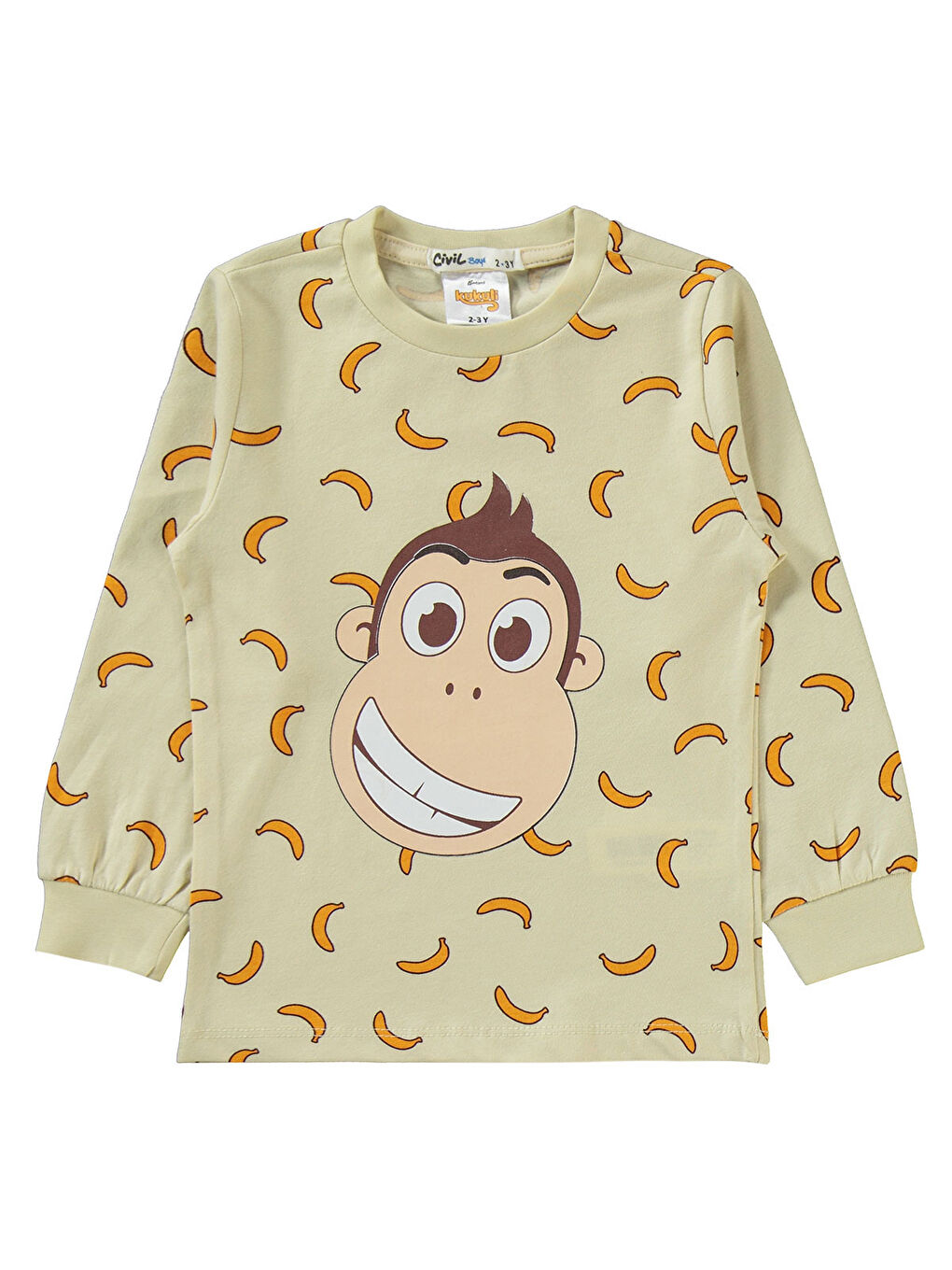 Bej Kukuli Erkek Çocuk Pijama Takımı 2-5 Yaş Taş Rengi-2