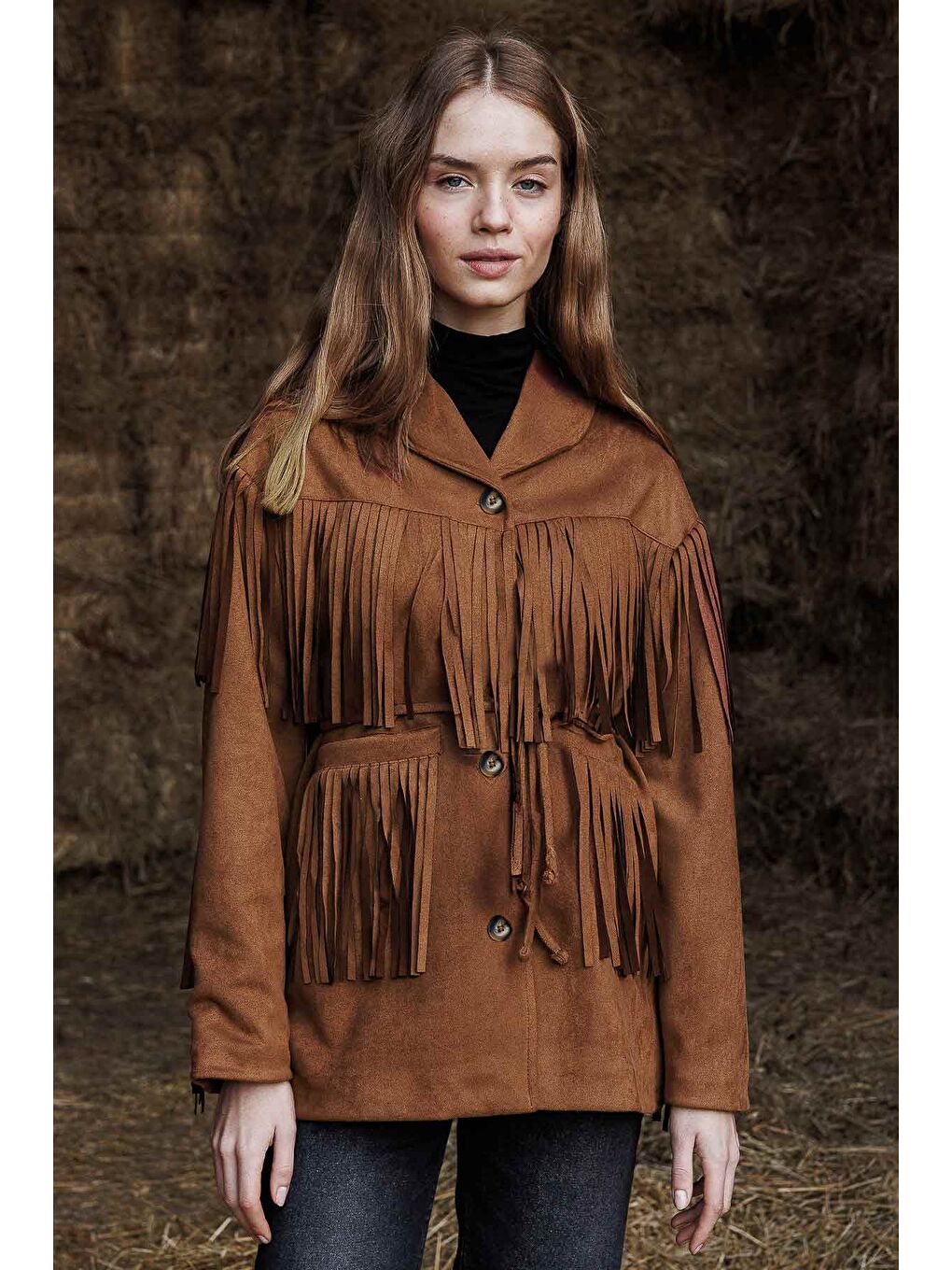 Kahverengi Süet Kovboy Kahve Ceket