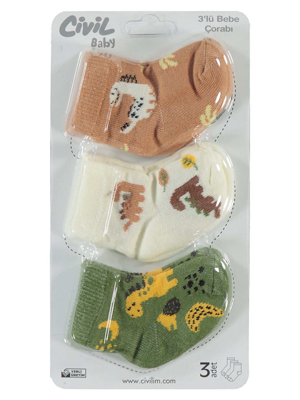 Baby Bebek 3'lü Çorap Set 0-24 Ay Ekru-1