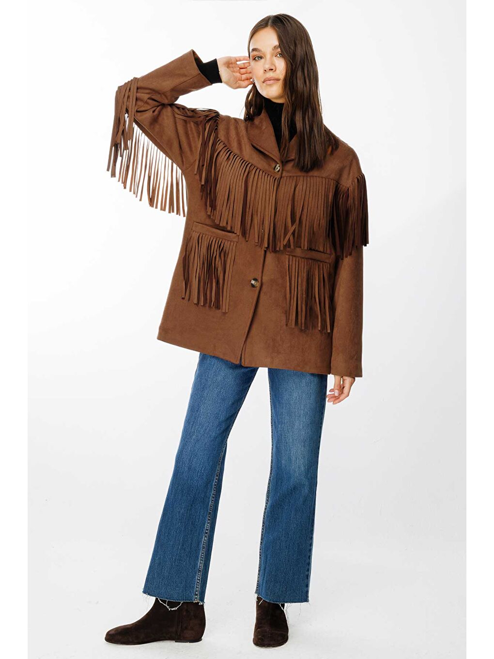 Kahverengi Süet Kovboy Kahve Ceket-3