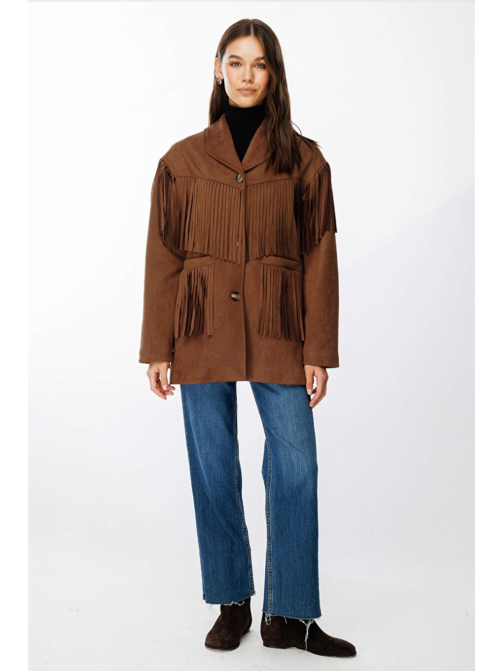 Kahverengi Süet Kovboy Kahve Ceket-4