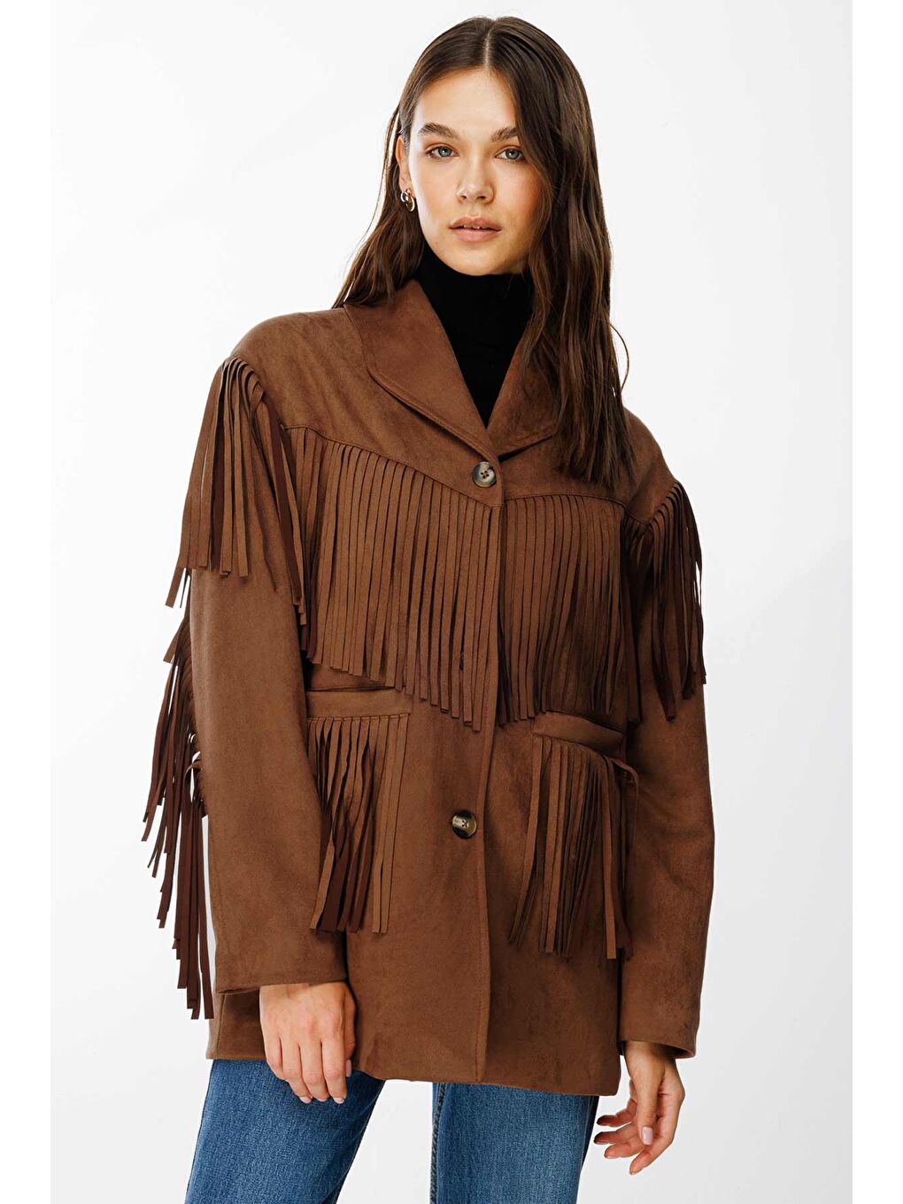 Kahverengi Süet Kovboy Kahve Ceket-5