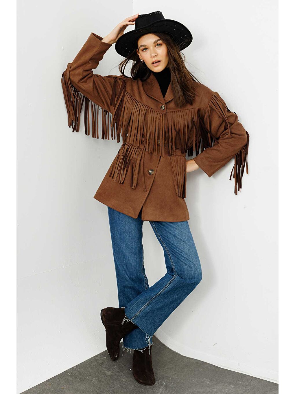 Kahverengi Süet Kovboy Kahve Ceket-6