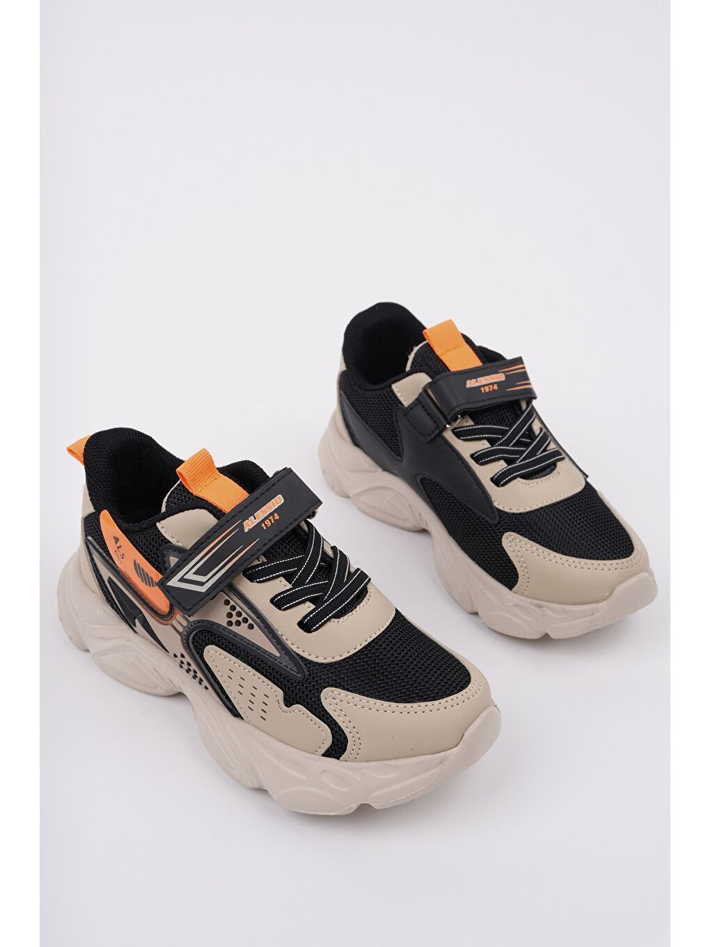Muggo Bej PANTER Kalın Taban Cırtlı ve Bağcıklı Unisex Çocuk Sneaker Spor Ayakkabı - 3
