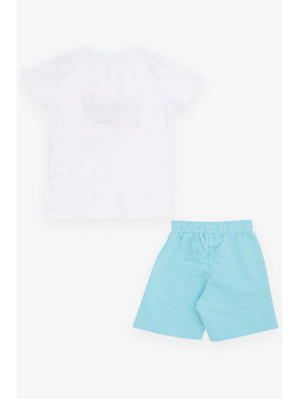 Erkek Çocuk Şortlu Takım Yazı Baskılı Cepli Bağcık Aksesuarlı Beyaz (8-10 Yaş)-1