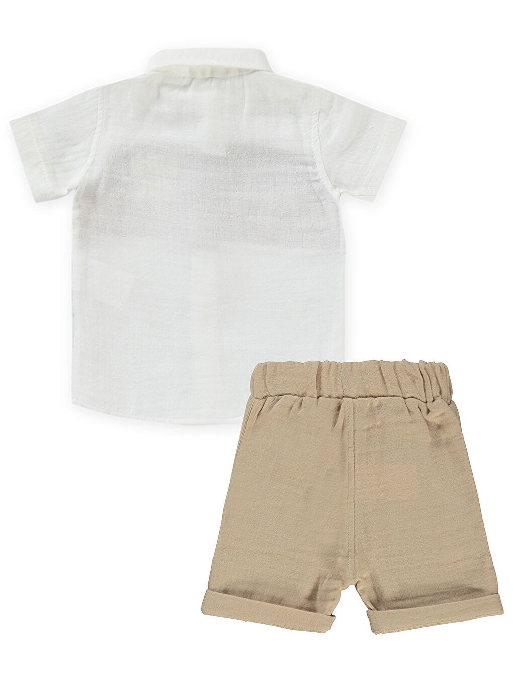 Erkek Bebek 3'lü Şortlu Takım 6-18 Ay Bej-2