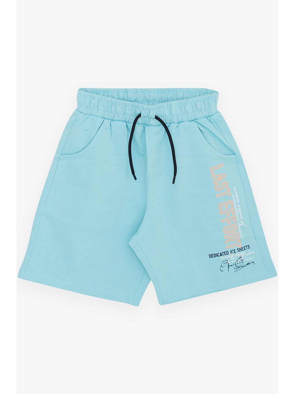 Erkek Çocuk Şortlu Takım Yazı Baskılı Cepli Bağcık Aksesuarlı Beyaz (8-10 Yaş)-3