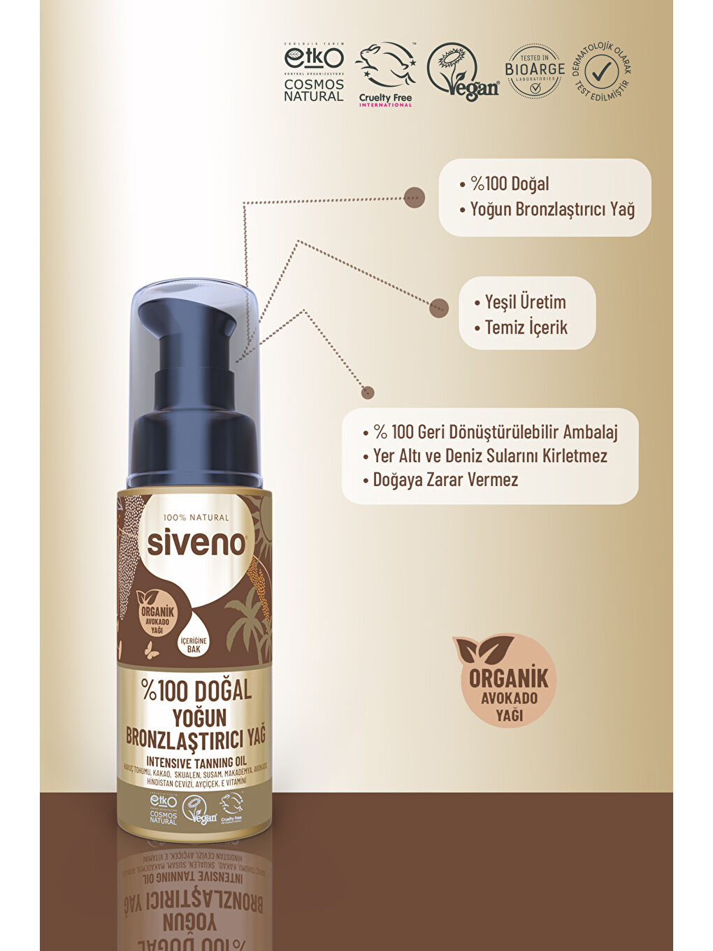 %100 Doğal Bronzlaştırıcı Yağ Organik Avokado Yağı Nemlendirici Yoğun Bronzlaştırıcı 50 ml-6