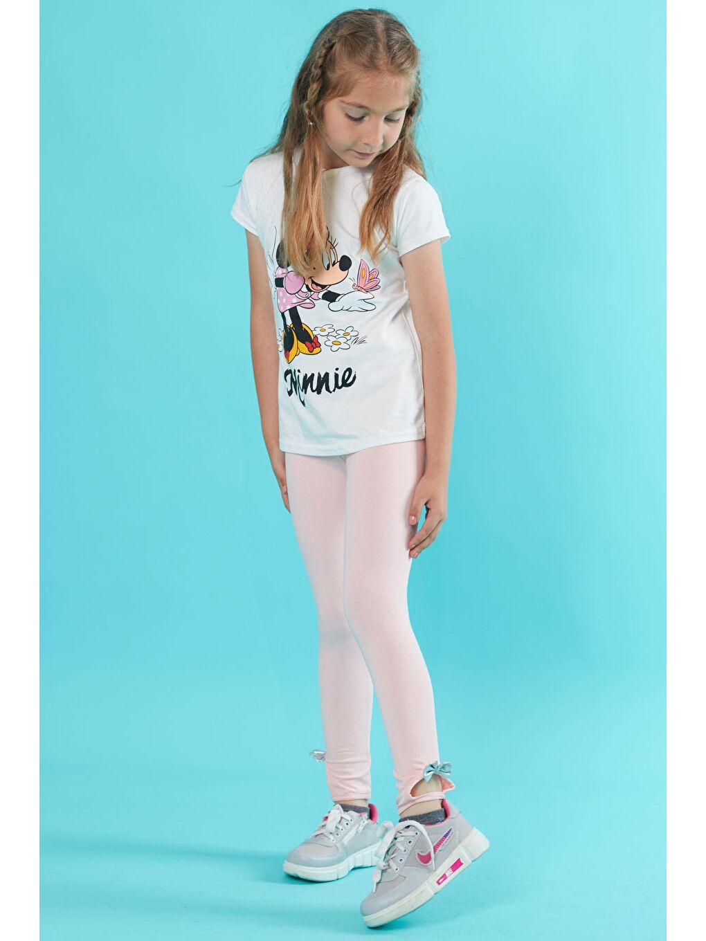 Pembe Paça Detaylı Kız Çocuk Tayt 1-8 Yaş 14468-1