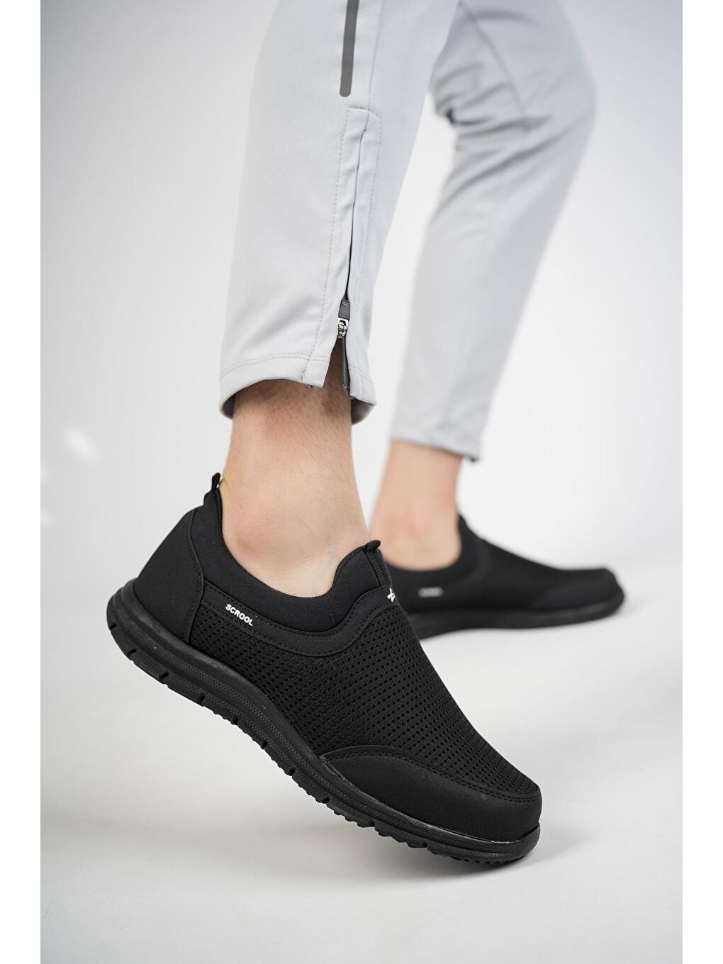 Siyah PODGO Unisex Ortopedik Bağcıksız Nefes Alabilen Hafif Yürüyüş Sneaker Spor Ayakkabı