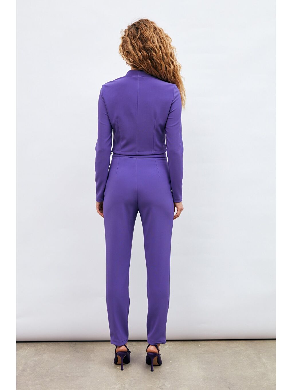 Düğme Detaylı Pantolon - Mor-5