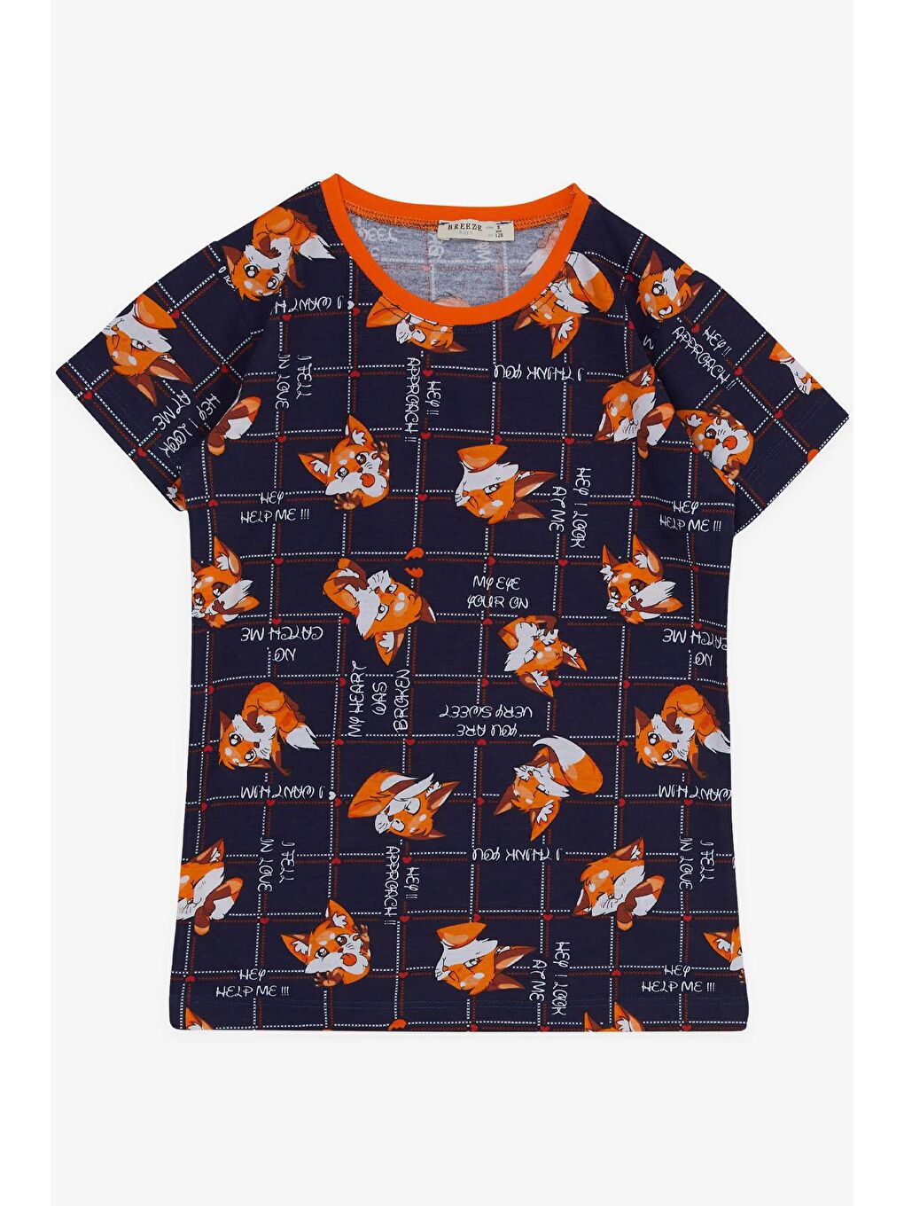 Erkek Çocuk Şortlu Pijama Takımı Sevimli Tilkicik Desenli Lacivert (6 Yaş)-2