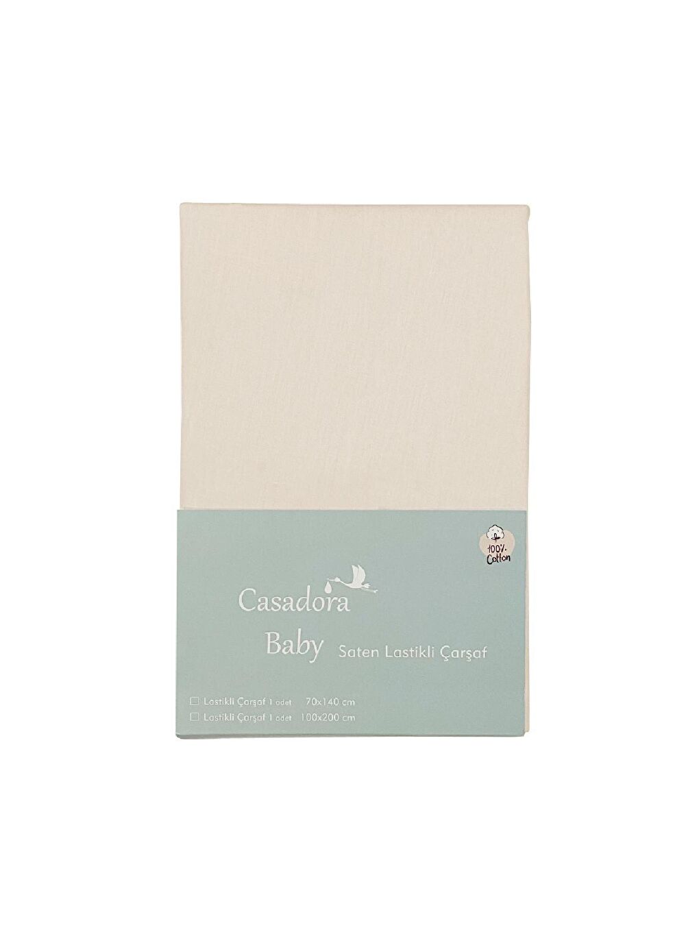 Casadora Baby Bej 100% Pamuk Saten Bebek Lastikli Çarşaf - 70x140 cm