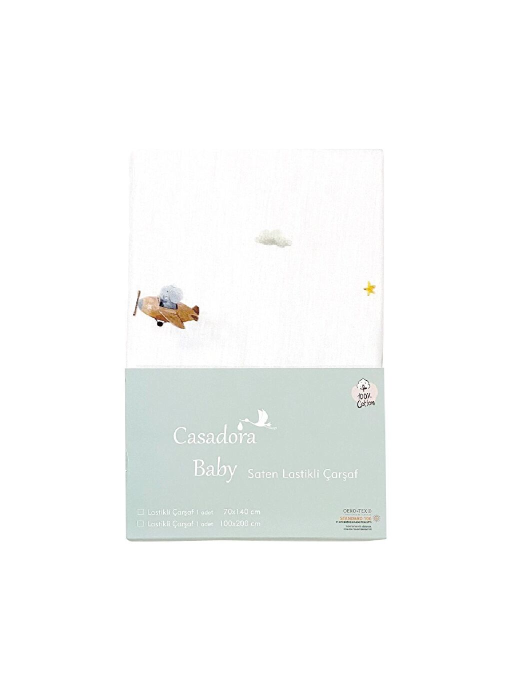 Casadora Baby Beyaz 100% Pamuk Saten Bebek Lastikli Çarşaf - 70x140 cm
