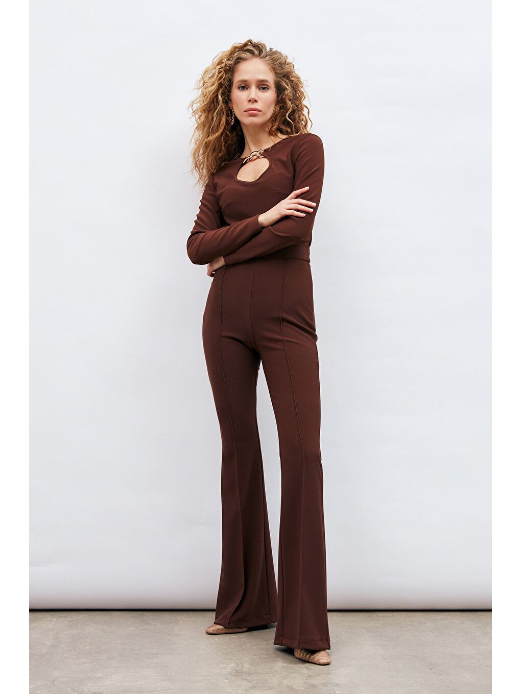 Kahverengi İspanyol Paça Pantolon - Kahve-1