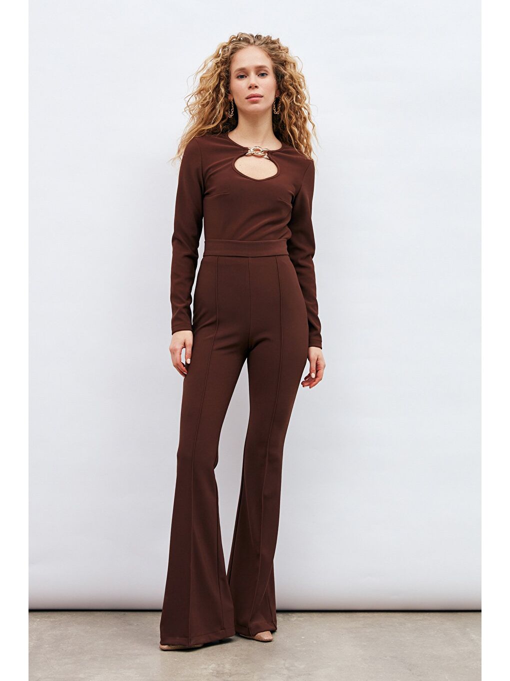 Kahverengi İspanyol Paça Pantolon - Kahve-3