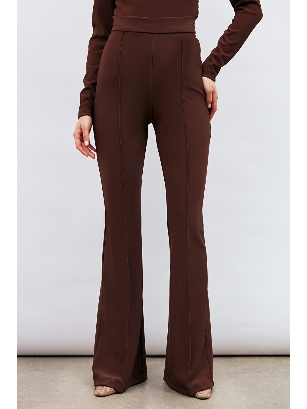 Kahverengi İspanyol Paça Pantolon - Kahve-4