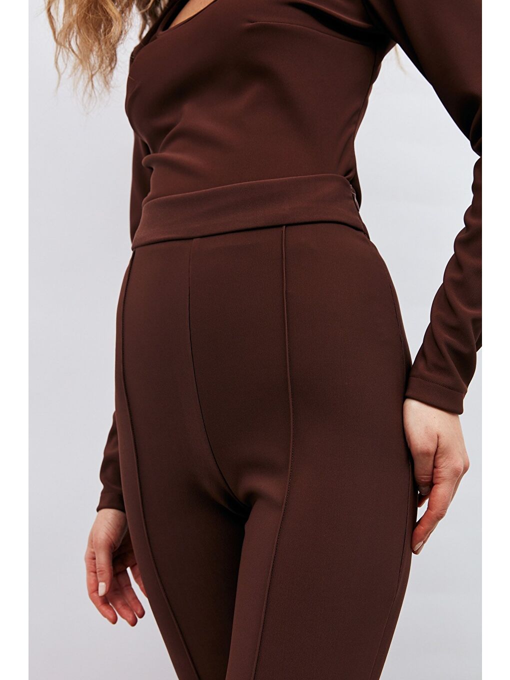 Kahverengi İspanyol Paça Pantolon - Kahve-5