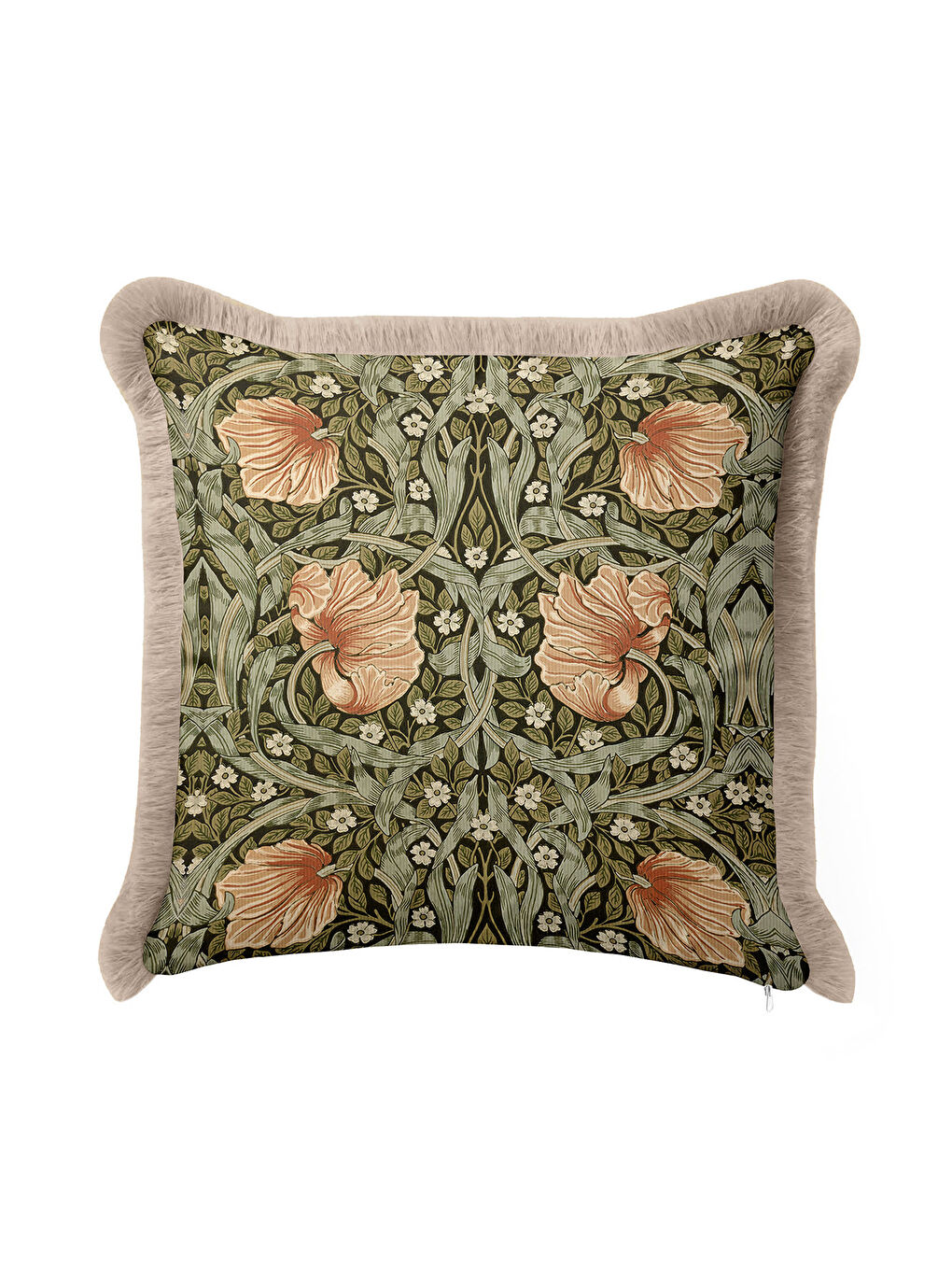 Karışık Lüks Vintage Çiçekli Saçaklı Yastık Kılıfı - Zarif Bohem Yeşil Bej Püsküllü Kırlent Kılıfı-4